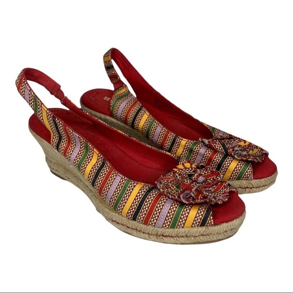 Naturalizer Berlynn multi-colored canvas elastic slingback espadrille wedge 7m - Picture 1 of 12